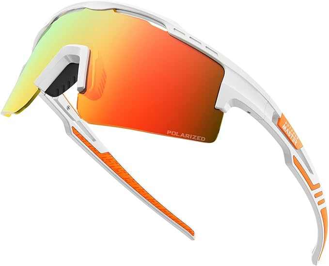 OutdoorMaster Hawk II lightweight orange polarised sports sunglasses with UV400 protection and aerodynamic memory frame