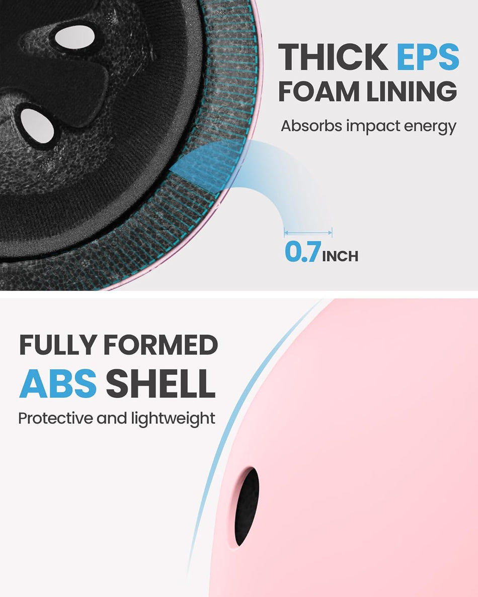 OutdoorMaster Youth & Kids Bike Helmet - Adjustable Multi-Sports Skateboard Helmet with Removable Liners for Balance Bike, Kids Scooter, One Wheel Hoverboard-Pink Flower-Medium