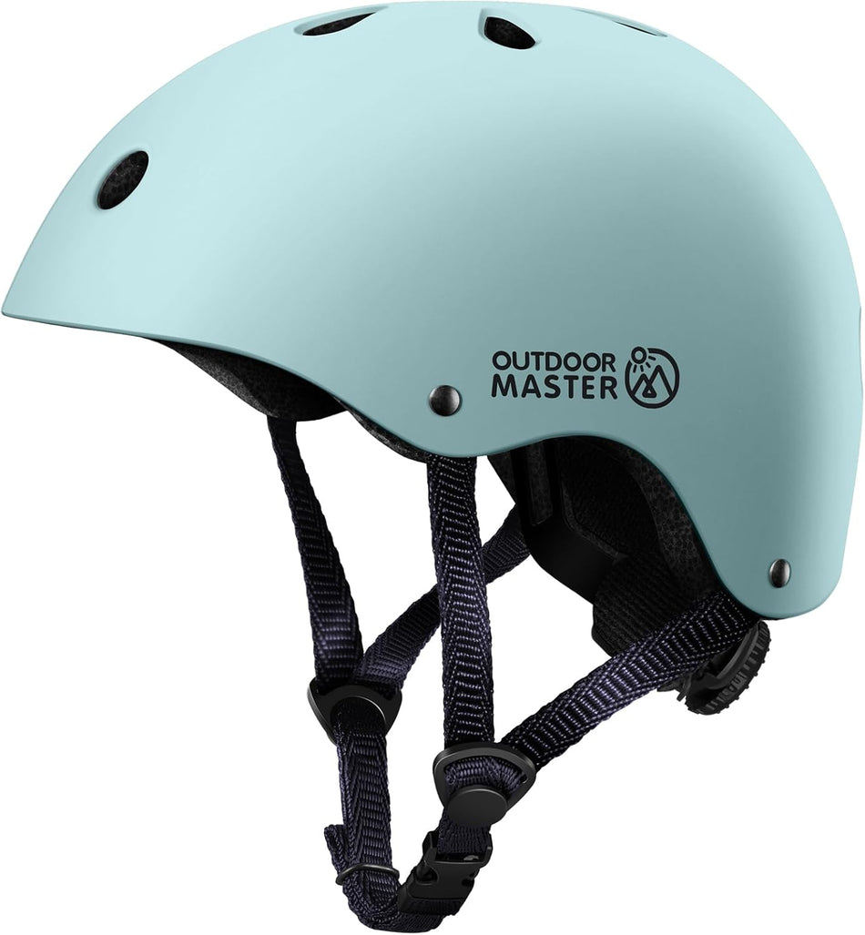 OutdoorMaster Youth & Kids Bike Helmet - Adjustable Multi-Sports Skateboard Helmet with Removable Liners for Balance Bike, Toddler Scooter, One Wheel Hoverboard-Mint Green-Medium