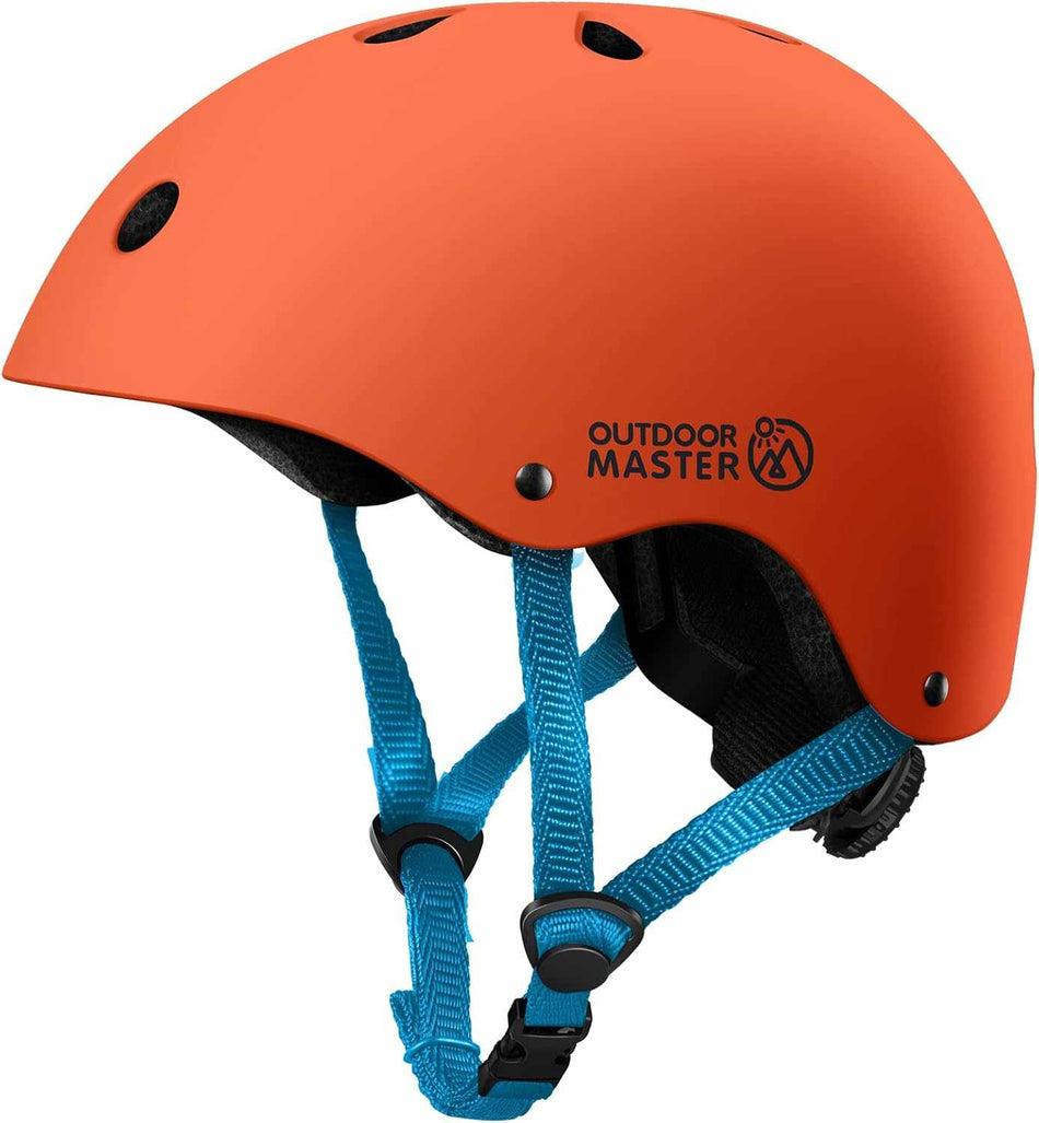 OutdoorMaster Youth & Kids Bike Helmet - Adjustable Multi-Sports Skateboard Helmet with Removable Liners for Balance Bike, Toddler Scooter, One Wheel Hoverboard-Orange-Large