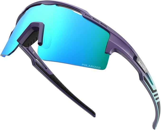 OutdoorMaster Hawk II lightweight blue polarised sports sunglasses with UV400 protection and memory polymer frame