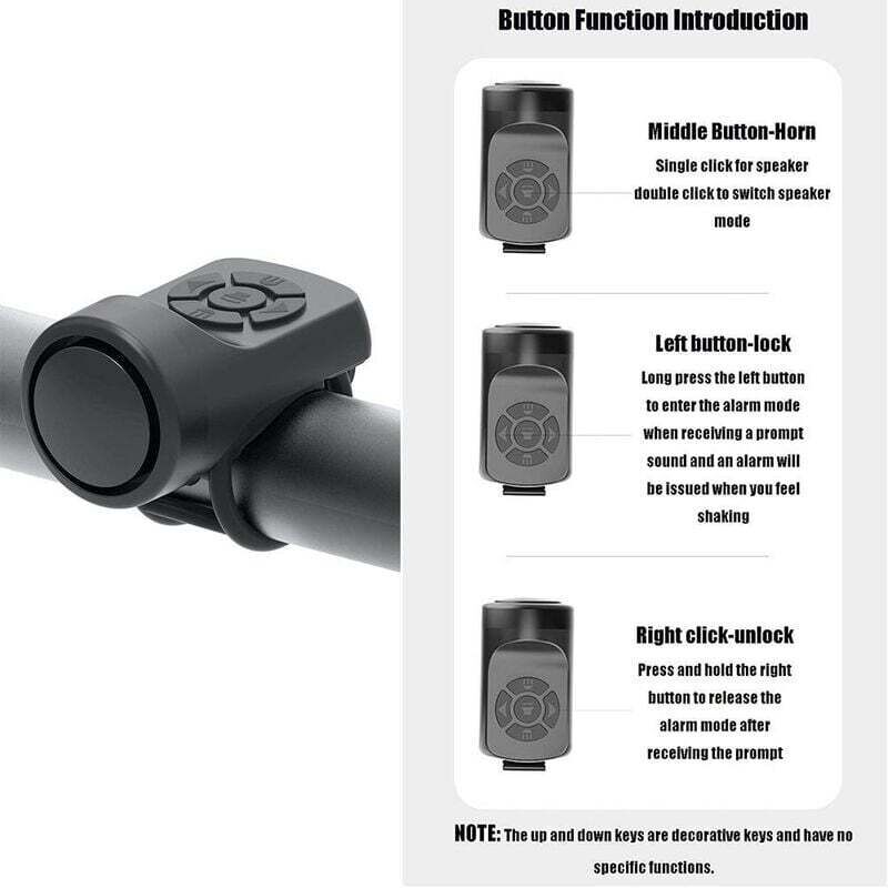 Electric Bicycle Horn 120dB, Portable USB Charging Rubberskin Bell with Alarm for Mountain and Road Bike.