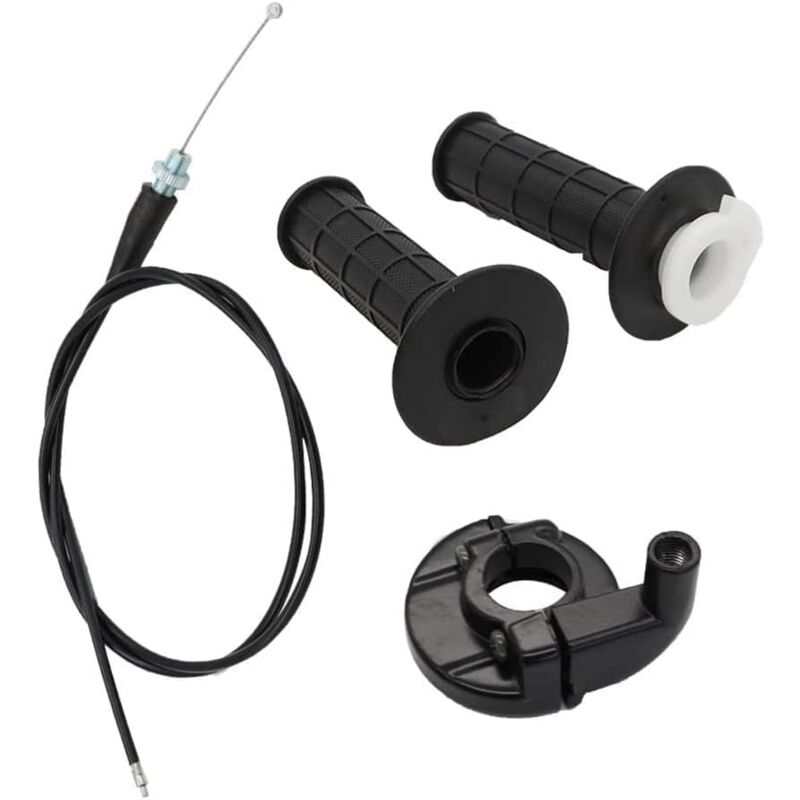 Twist throttle grip and cable replacement kit with 7/8" 22mm handlebar and textured non-slip rubber grips