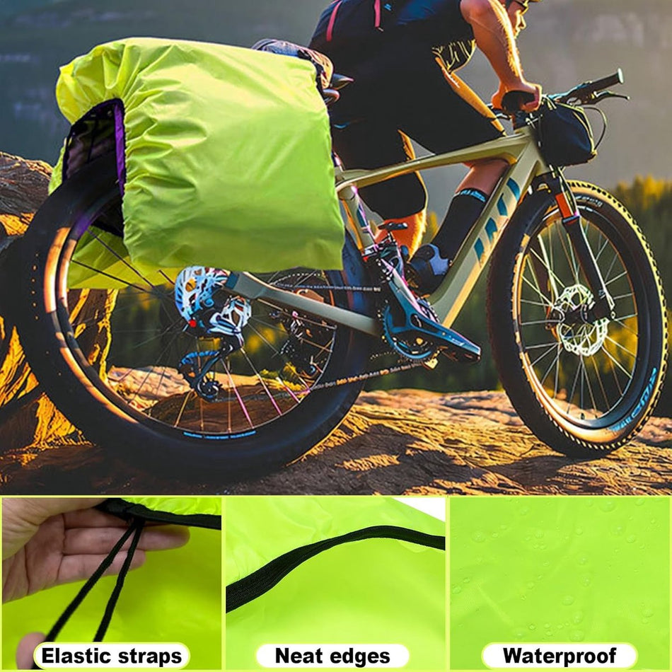 Bicycle cover - 126 x 66 cm - Rain cover for bicycle panniers - Glow clear - Rear bag cover - Waterproof bicycle basket cover for bicycles - Mountain bikes
