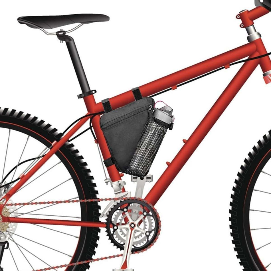 Bicycle pannier - Bicycle pannier with triangular frame - Waterproof bicycle pannier - With mesh pocket for water bottle - Perfect for outdoor cycling - Black