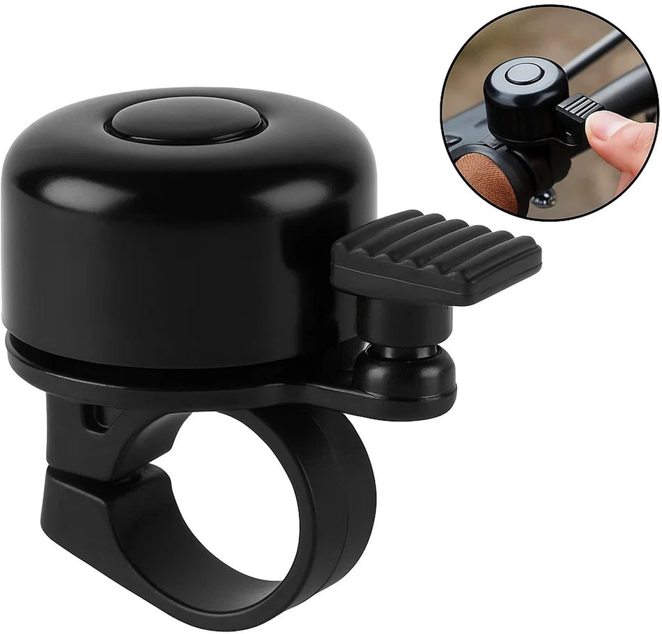 Bicycle Bell | Children's Bicycle Bell | Mini Bicycle Bell | 24 mm | Universal | Aluminum | Grooved Handle | Black
