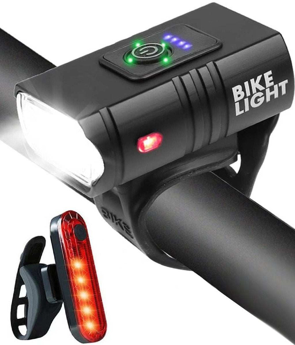 Bicycle Lights - Bicycle Headlights - Bicycle Rear Lights - Bicycle Lighting Sets - 6 Light Modes - USB Rechargeable - IPX5 Waterproof - Mountain Bike Lighting