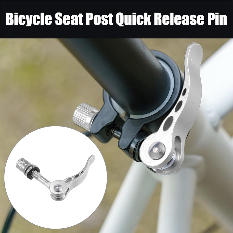 2pcs M6*65mm Aluminium Alloy Bicycle Seat Post Quick Release Pin Seatpost Skewer Bolt Silver Tone