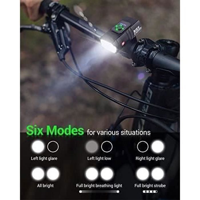 Bicycle Light, 1600 Lumens Ultra-Bright Bicycle Headlight, 6 Lighting Modes + 4 Flash Modes, USB Rechargeable, Waterproof IPX5 Bicycle Light