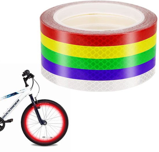 Reflective Stickers Bicycle - 5-pack - Reflective Tape - Reflector Sticker - Self-adhesive safety tape - Waterproof - Warning tape - 8 meters x 10 mm