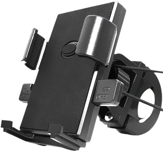 Phone Stand - Bike Phone Holder - Anti-slip Design - Lock in One Second - 360° Rotation - Suitable for Bicycle and Motorcycle Handlebars from 15mm to 28mm, Compatible with Smartphones from 4.7 to 7.1 Inches - Black