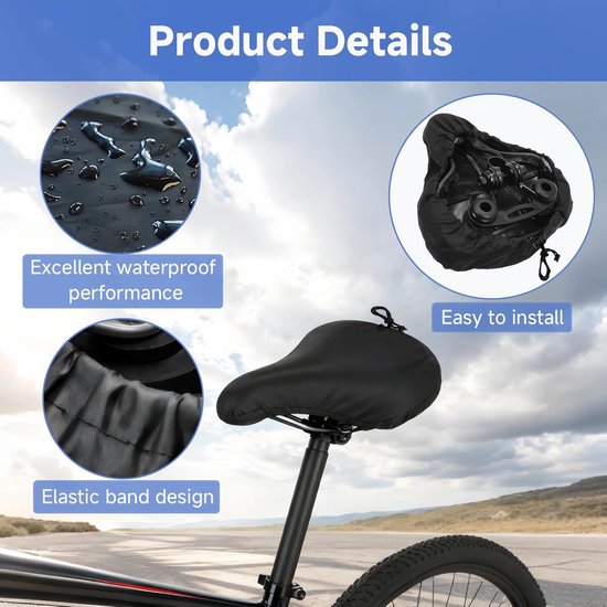 2-Piece Waterproof Bicycle Saddle Cover Set - Black - Rain Cover for Bicycle Saddle - Sun and Dust Resistant - With Drawstring - Unisex - Suitable for MTB, Road Bike & E-Bike