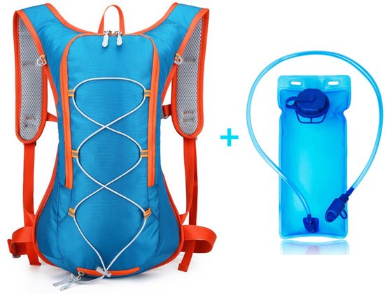 Backpack with 2L Water Bag - Running Vest - Adjustable Lightweight Cycling Backpack - Suitable for Hiking and Cycling（Blue）
