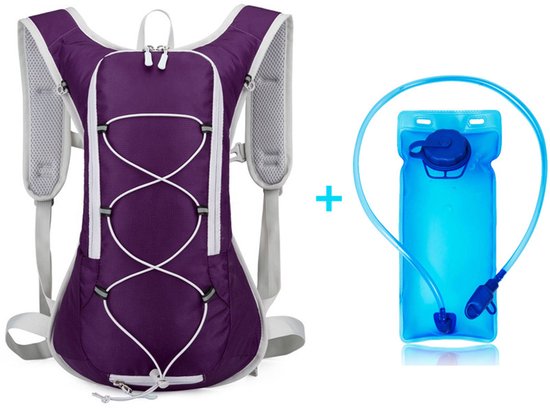 Backpack with 2L Water Bag - Running Vest - Adjustable Lightweight Cycling Backpack - Suitable for Hiking and Cycling（Purple）
