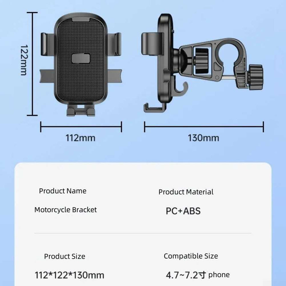Bicycle Phone Holder - Smartphone Holder - Universal - MTB - Racing Bike - E-bike - Scooter - Motorcycle - Handlebar Mount - 360 Degrees - Mobile Phone Holder - Bicycle Accessories - Black - 1 piece