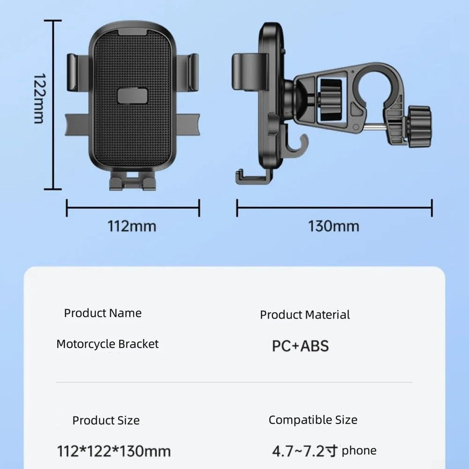 Bicycle Phone Holder - Universal - Shock and Vibration Protection - Bicycle/Motorcycle/Scooter/ATV - Phone Stand - Smartphone Holder - 360 Degree Rotatable - Yellow