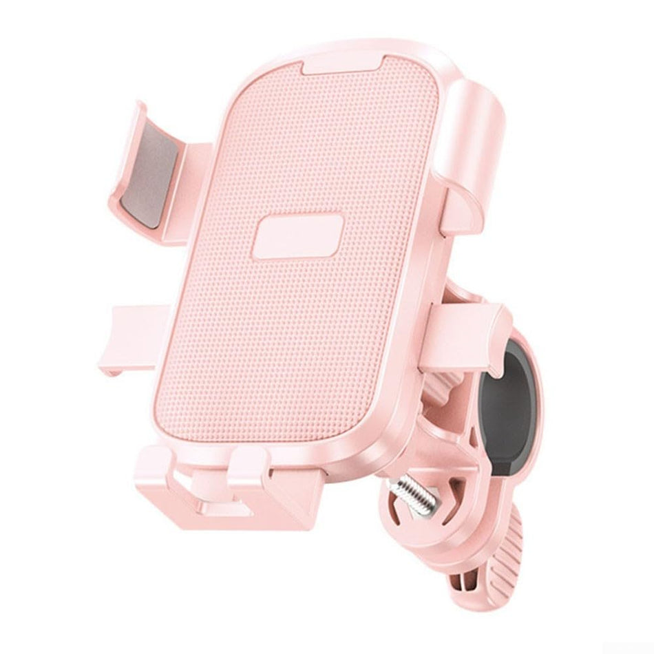 Bicycle Phone Holder - Universal - Shock and Vibration Protection Bicycle/Motorcycle/Scooter/ATV - Phone Stand - Smartphone Holder - 360 Degree Rotatable - Pink