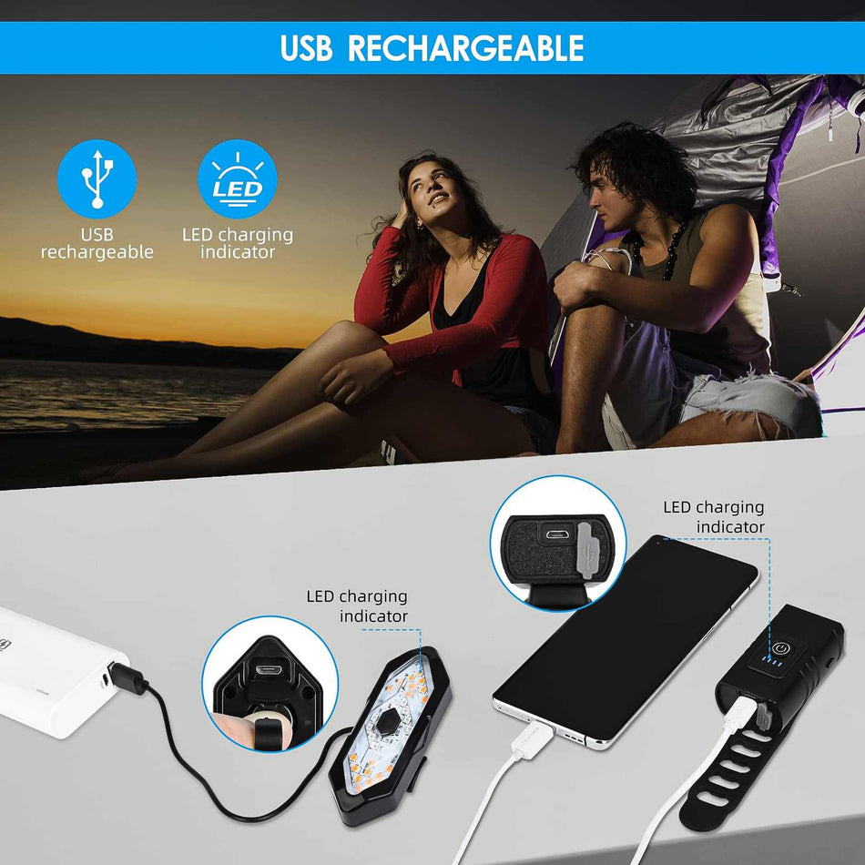 Bicycle Lighting Set - Bicycle Headlight - Rear Light with Turn Signal - USB Rechargeable - Bicycle Lights - LED Lighting - Flashing Light - Waterproof - Wireless Remote Control - MTB Accessories - Road Bike - City Bike - Black - 1 Piece