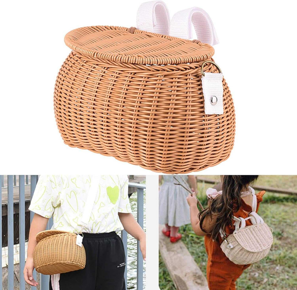 Bicycle Basket - Wicker Bicycle Basket - Handlebar Basket - Front Basket - Small Bicycle Basket - Bicycle Accessories - Rattan Basket - Wicker Basket - Retro Design - Vintage Look - Bicycle Decoration - Bicycle Storage Basket - Handmade - Universal - Ligh