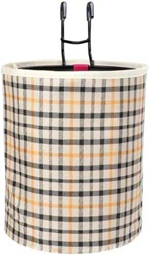 Bicycle Basket - Handlebar Basket - Front Basket - Removable Bicycle Basket - Canvas Basket - Bicycle Accessories - Diamond Pattern - Retro Design - Vintage Look - Bicycle Storage Bag - Women and Men - City Bike - Shopping Basket - Beige Black - 1 Piece