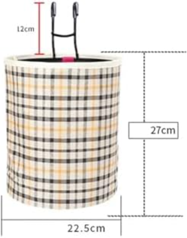 Bicycle Basket - Handlebar Basket - Front Basket - Removable Bicycle Basket - Canvas Basket - Bicycle Accessories - Diamond Pattern - Retro Design - Vintage Look - Bicycle Storage Bag - Women and Men - City Bike - Shopping Basket - Beige Black - 1 Piece