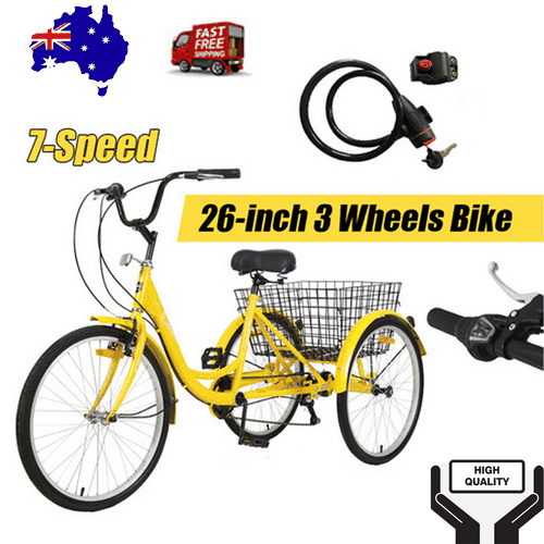 26 Inch Adult Tricycle with 7 Speed | Yellow