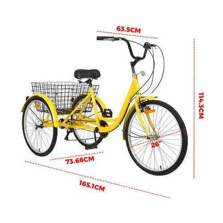 26 Inch Adult Tricycle with 7 Speed | Yellow