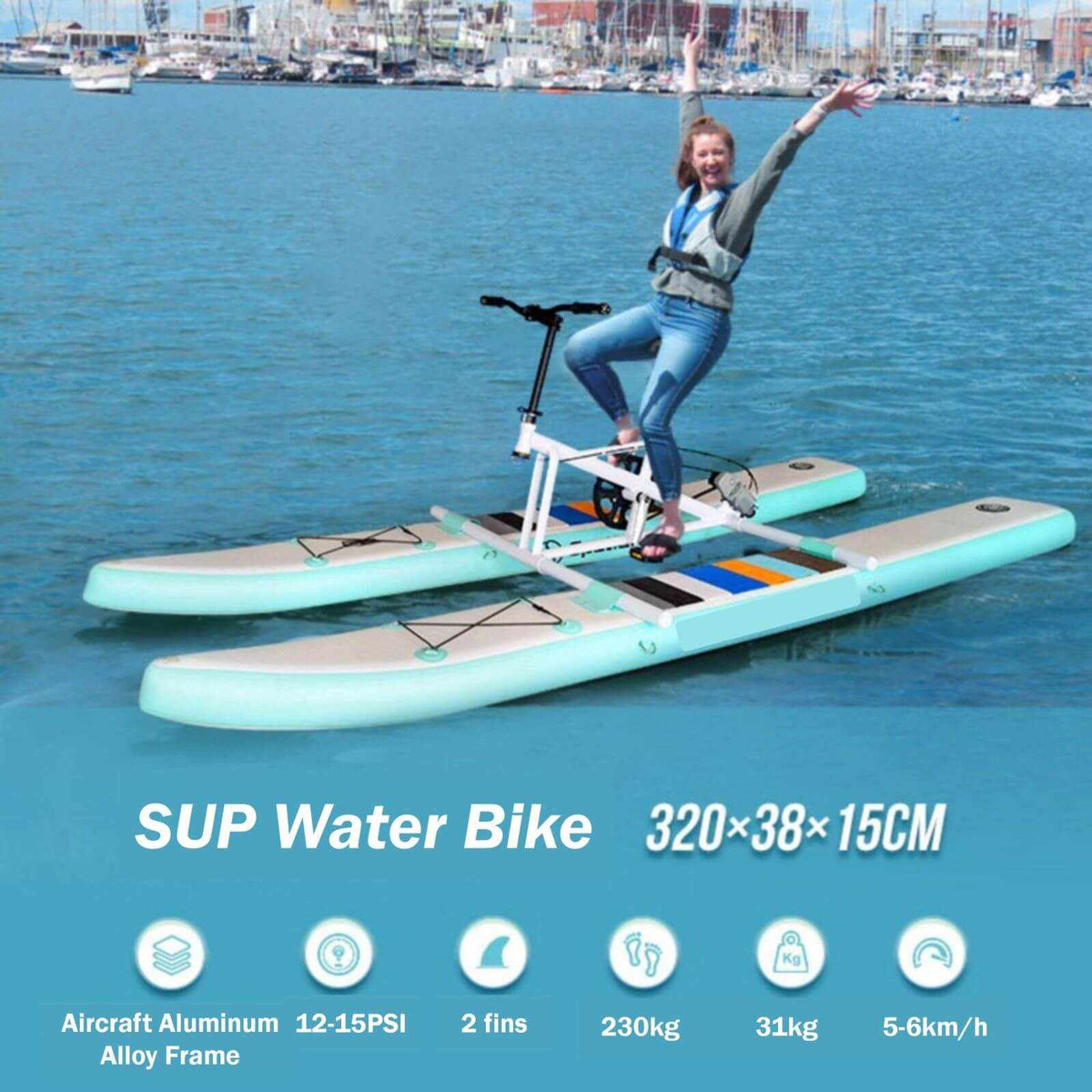 Inflatable and Portable Water Bike with Paddle Board