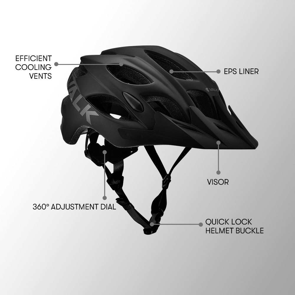 Large Mountain Bicycle Helmet Lightweight 58-61cm | Black