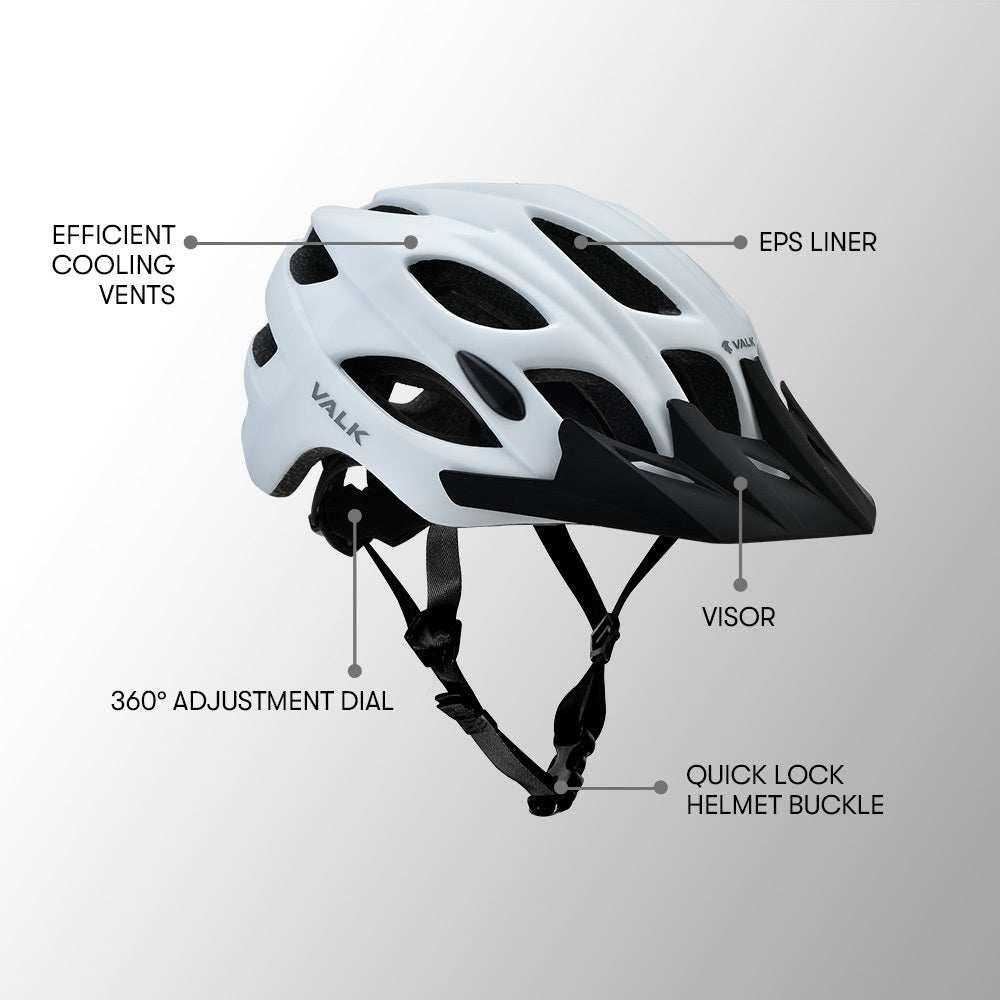 Large Lightweight Mountain Bike Helmet 58-61cm | White