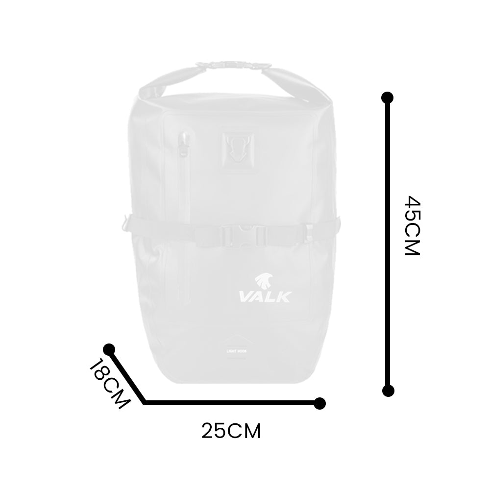 VALK 25L Pannier Bike Bag Saddlebag Rear Bicycle Waterproof Storage Black-BicycleLab.com.au