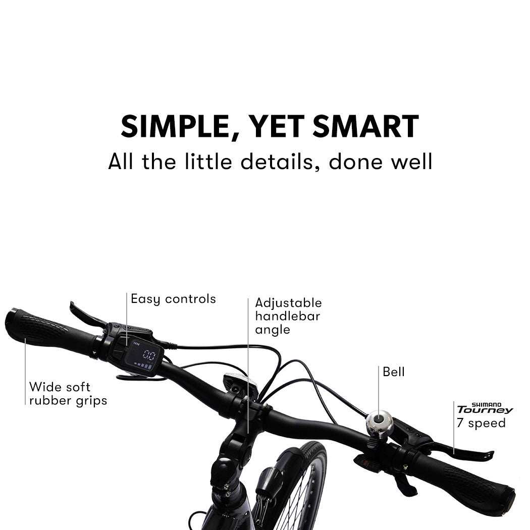 Premium Mid Drive Electric Bike with Bag Rack, Medium | Dark Grey