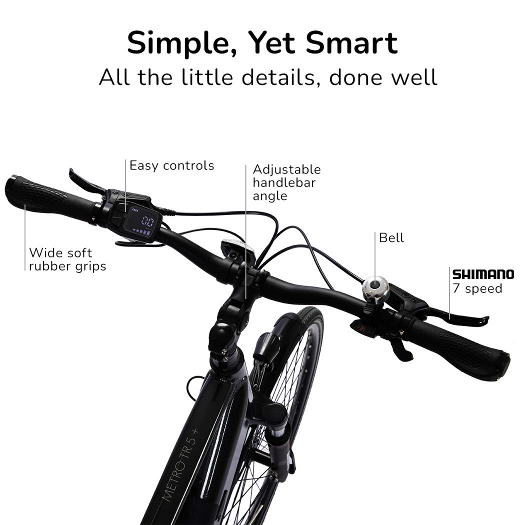 VALK Metro TR 5 + Electric Hybrid Bike, Gen II, Mid-Drive, Medium, Dark Grey-BicycleLab.com.au