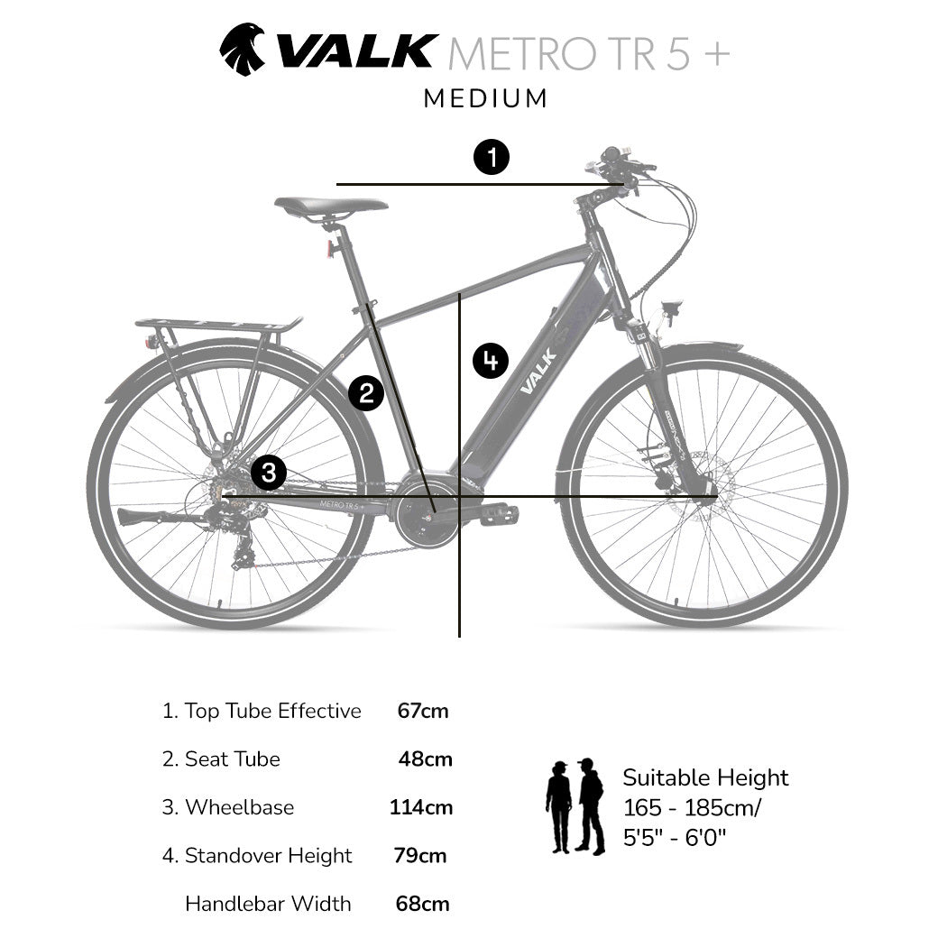 VALK Metro TR 5 + Electric Hybrid Bike, Gen II, Mid-Drive, Medium, Dark Grey-BicycleLab.com.au