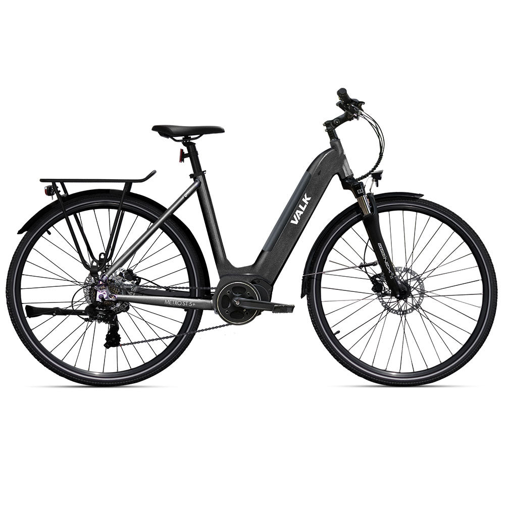 2023 Valk Metro ST 5 + Electric Hybrid Bike, Mid-Drive, Step-Through, Large, Dark Grey-BicycleLab.com.au