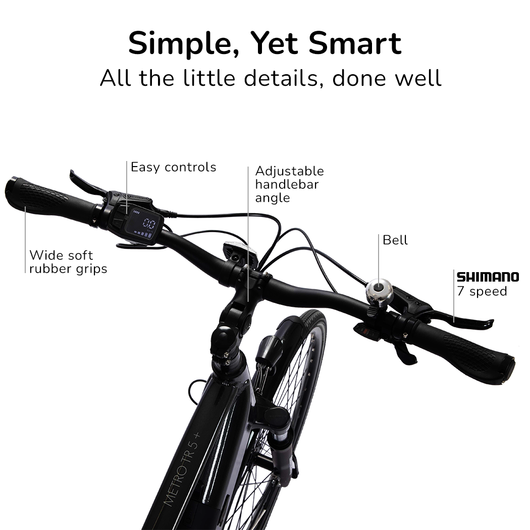 VALK Metro TR 5 + Electric Hybrid Bike, Gen II, Mid-Drive, Large, Dark Grey-BicycleLab.com.au