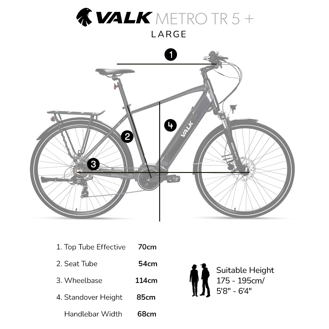 VALK Metro TR 5 + Electric Hybrid Bike, Gen II, Mid-Drive, Large, Dark Grey-BicycleLab.com.au