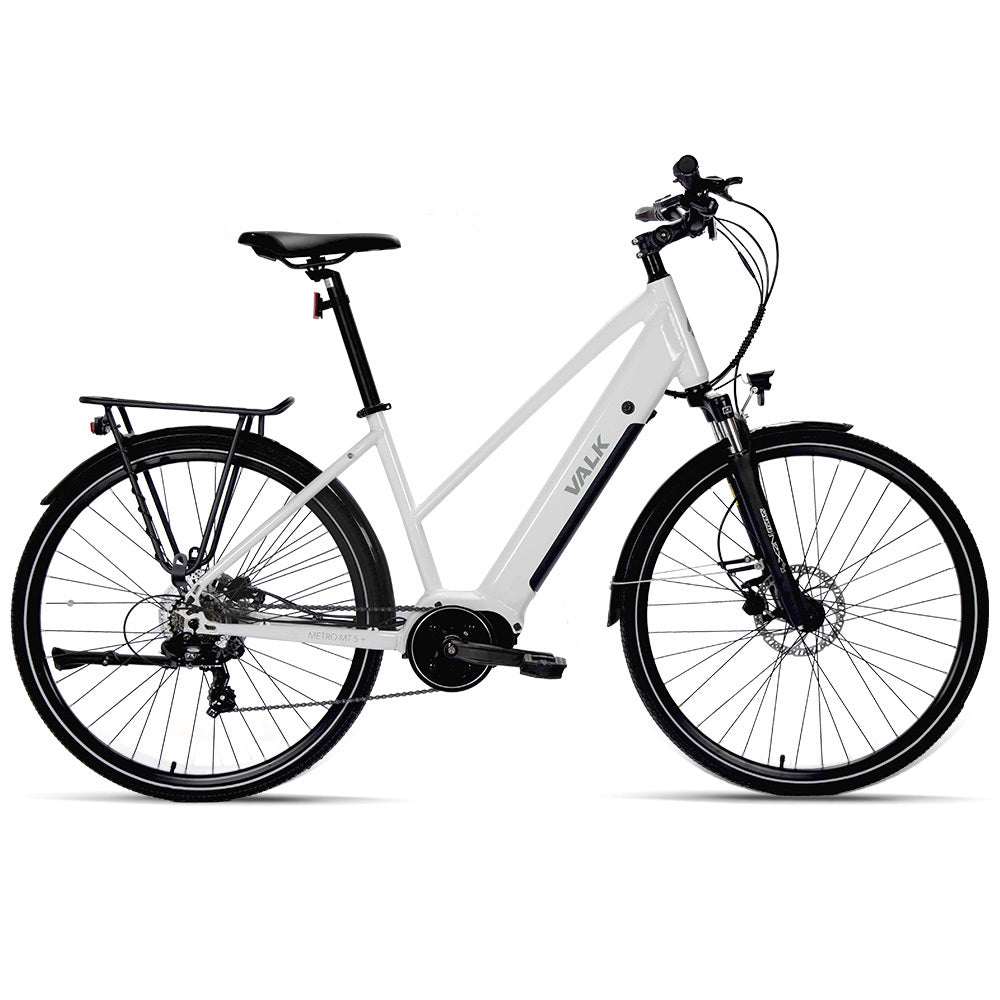 Premium Hybrid Ebike with Mid Drive Motor, Medium | White