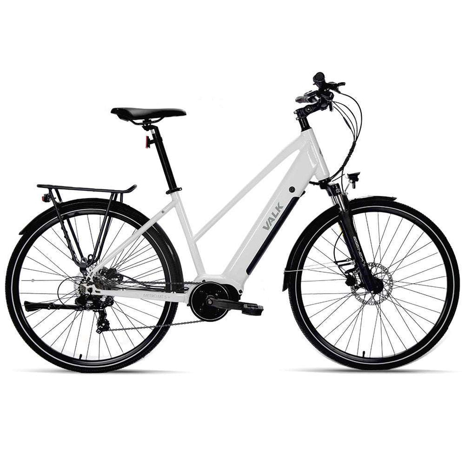 Premium Hybrid Ebike with Mid Drive Motor, Medium | White
