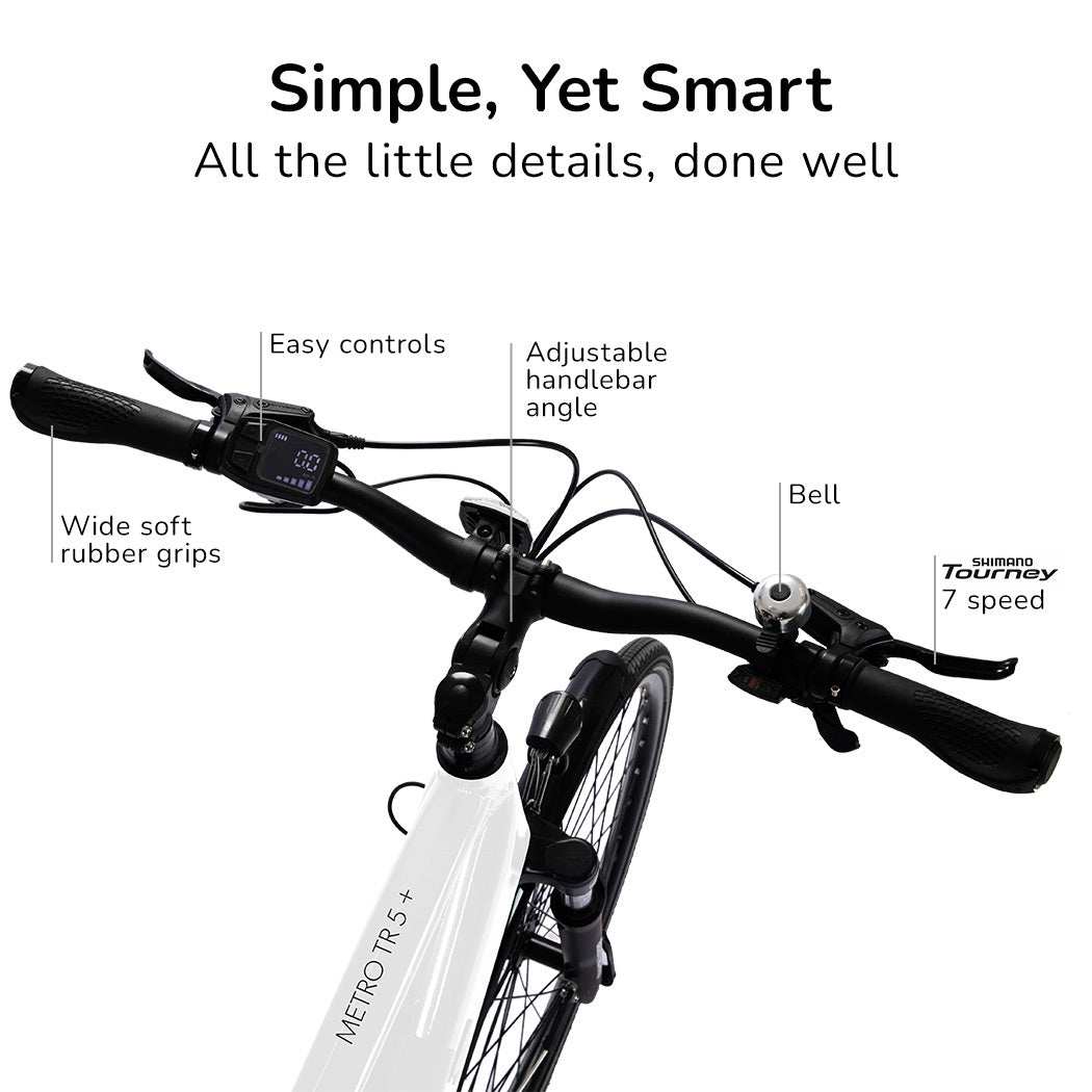 Premium Hybrid Ebike with Mid Drive Motor, Medium | White