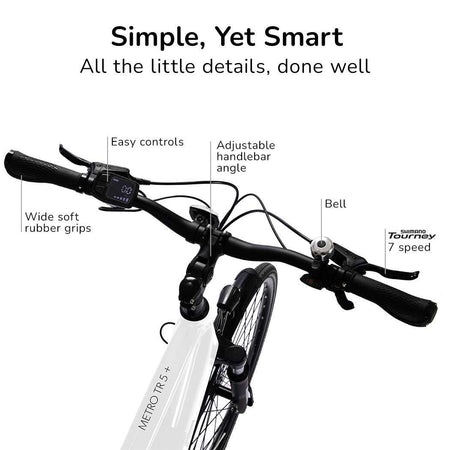 Premium Hybrid Ebike with Mid Drive Motor, Medium | White