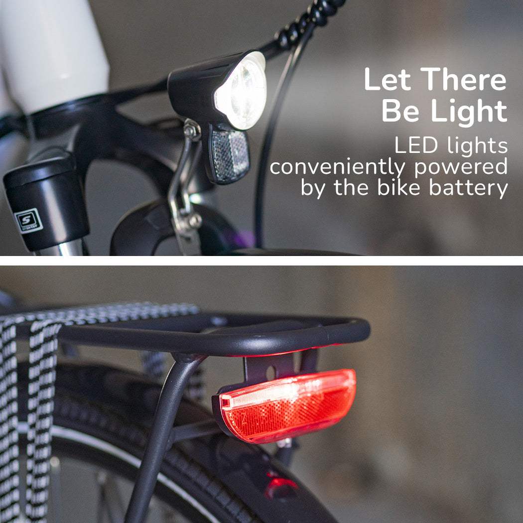 Premium Hybrid Ebike with Mid Drive Motor, Medium | White