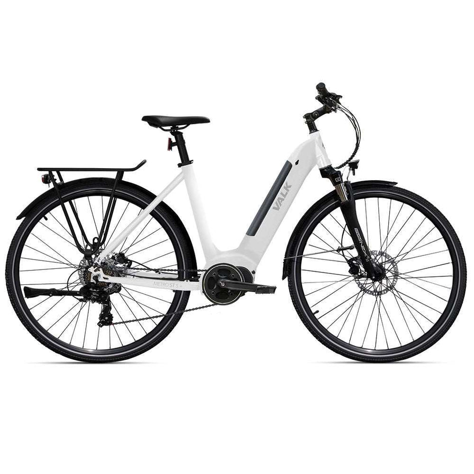 Premium Step Through Electric Bicycle, Large | White