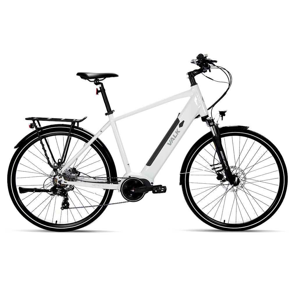 VALK Metro TR 5 + Electric Hybrid Bike, Gen II, Mid-Drive, Large, White-BicycleLab.com.au