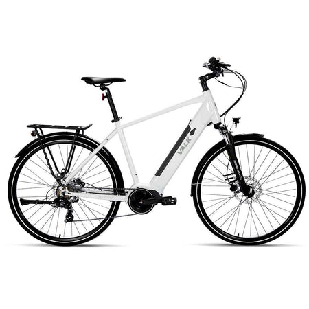 Premium Hybrid Mid Drive Electric Bike, Large | White