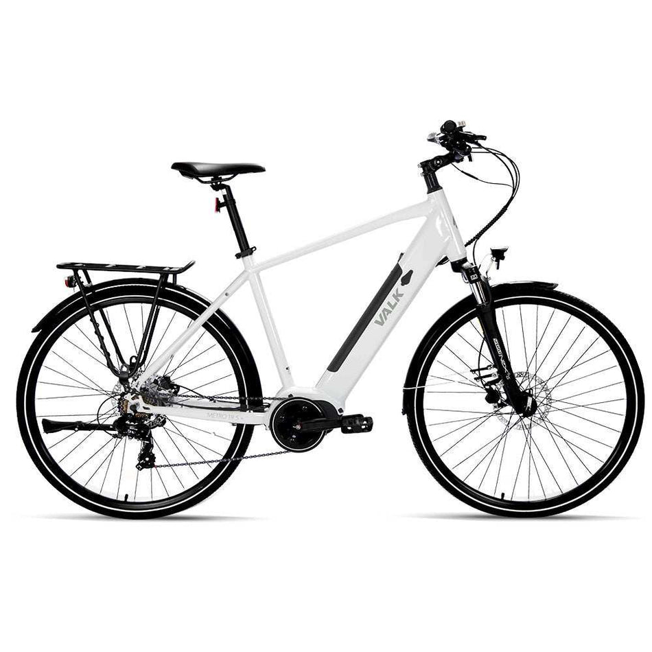 Premium Hybrid Mid Drive Electric Bike, Large | White