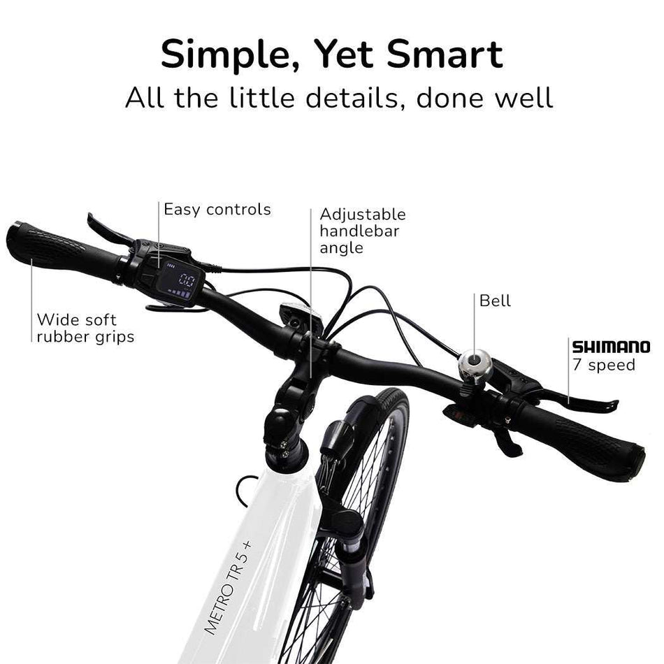 Premium Hybrid Mid Drive Electric Bike, Large | White