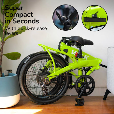 Disc Braking Electric Foldable Bike | Lime Green