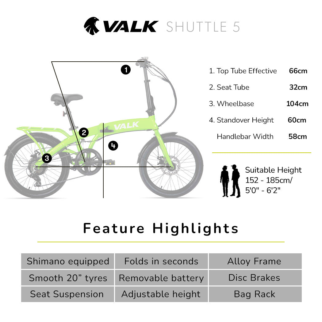 VALK Shuttle 5 Electric Folding Bike, Gen II, 20 Tyres-BicycleLab.com.au