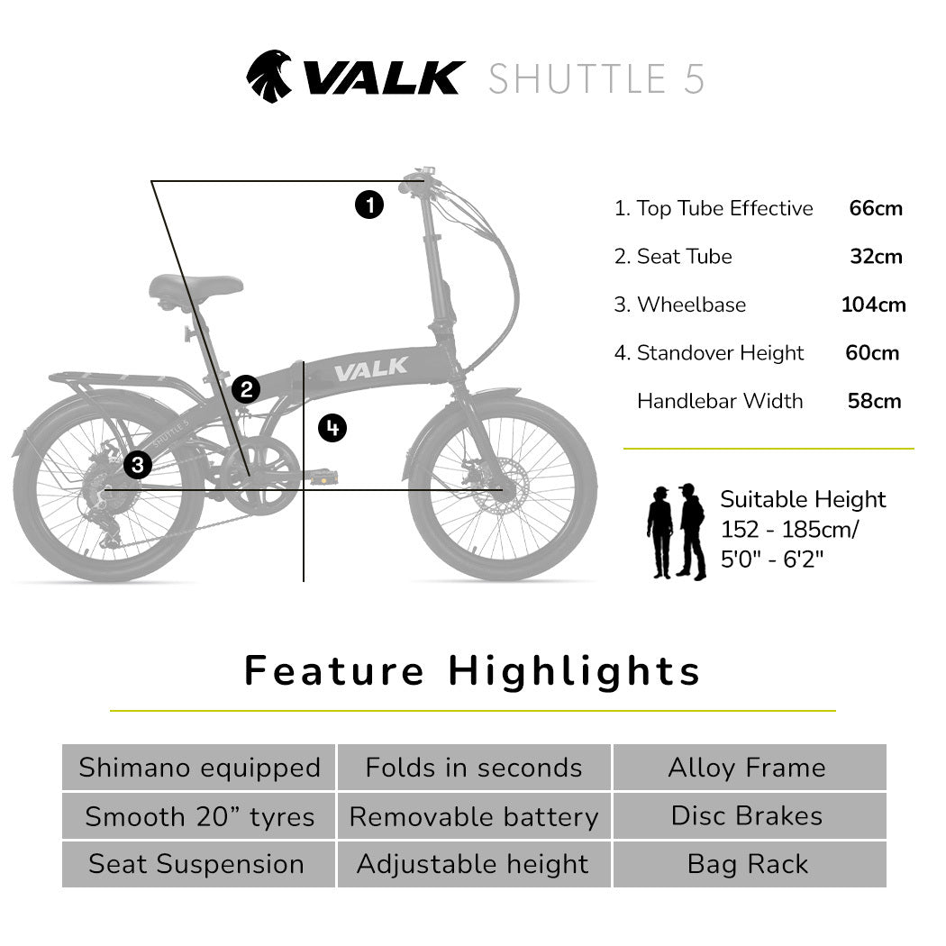 VALK Shuttle 5 Electric Folding Bike, Gen II, 20 Tyres-BicycleLab.com.au